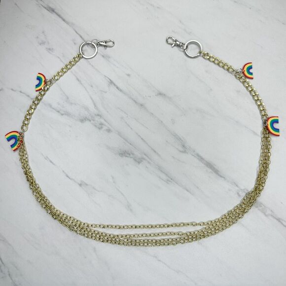 Rainbow Charm Gold and Silver Tone Chain Link Pants Chain - Picture 1 of 10